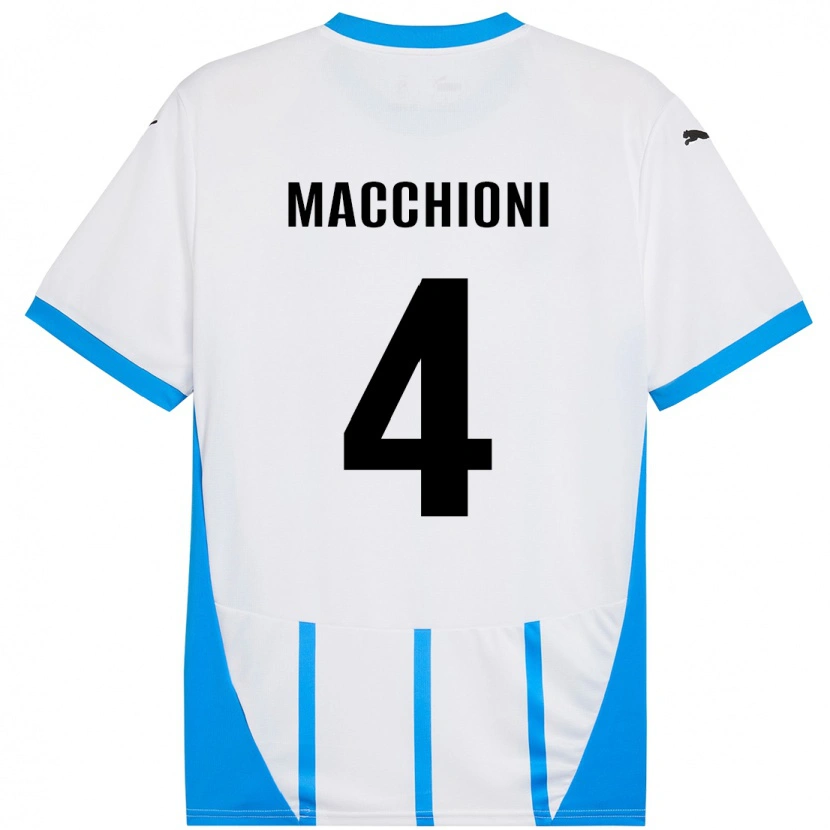 Danxen Niño Camiseta Tommaso Macchioni #4 Blanco Azul 2ª Equipación 2024/25 La Camisa