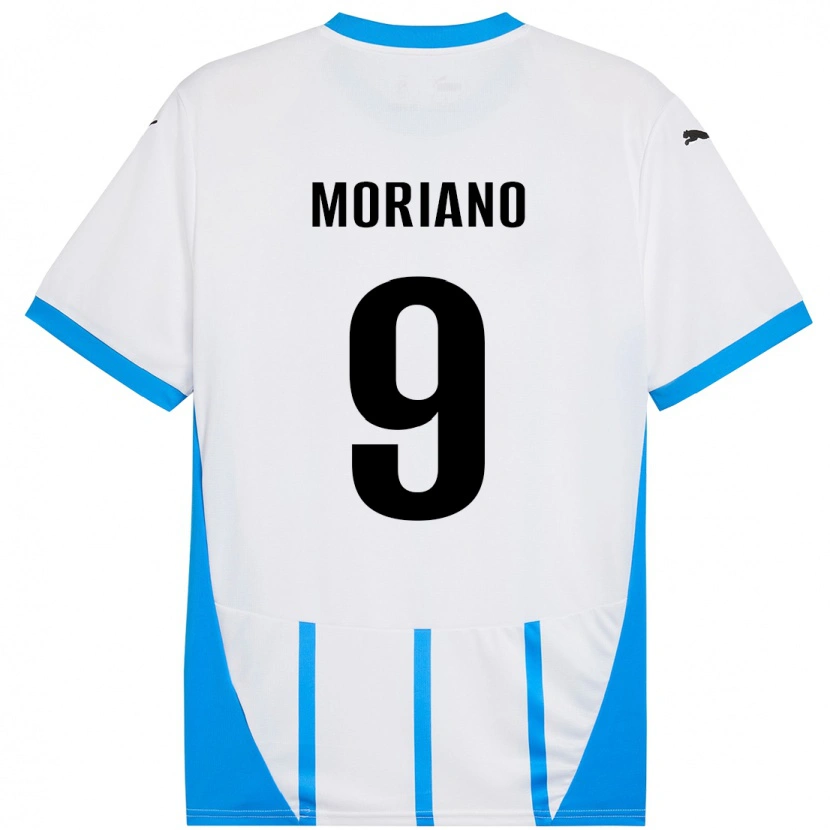 Danxen Niño Camiseta Andrea Moriano #9 Blanco Azul 2ª Equipación 2024/25 La Camisa