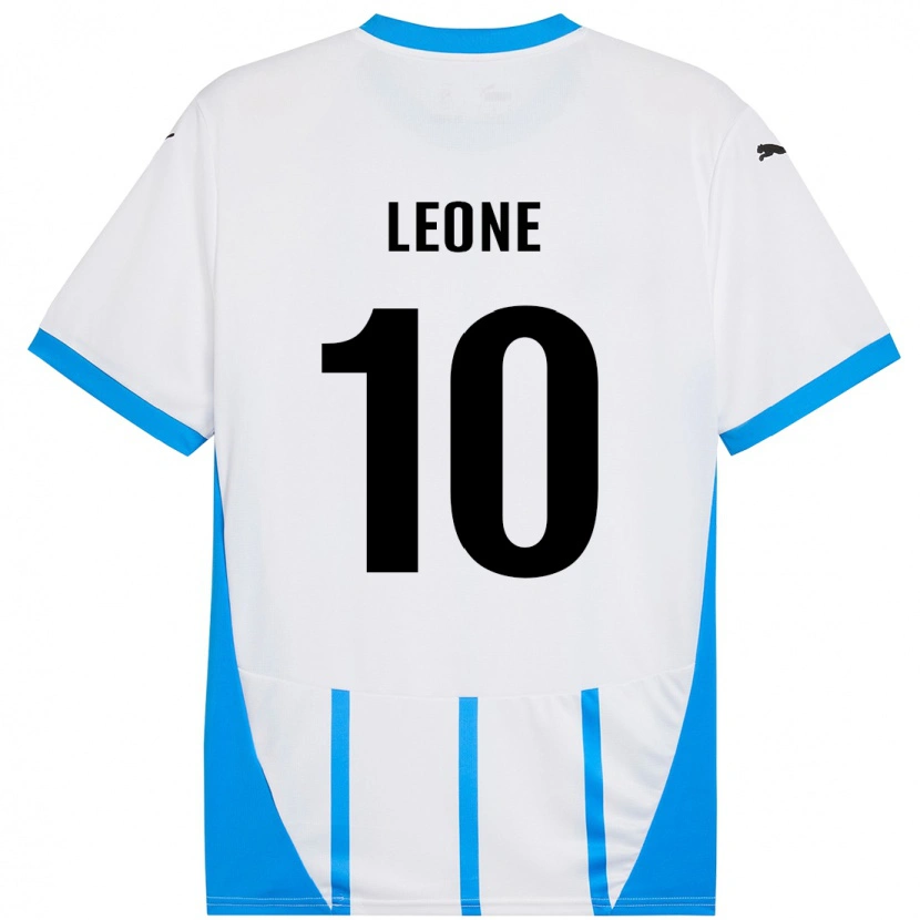 Danxen Niño Camiseta Kevin Leone #10 Blanco Azul 2ª Equipación 2024/25 La Camisa