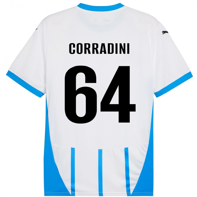 Danxen Niño Camiseta Francesco Corradini #64 Blanco Azul 2ª Equipación 2024/25 La Camisa