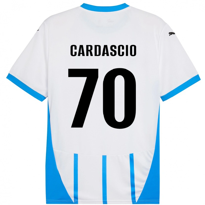 Danxen Niño Camiseta Alessandro Cardascio #70 Blanco Azul 2ª Equipación 2024/25 La Camisa