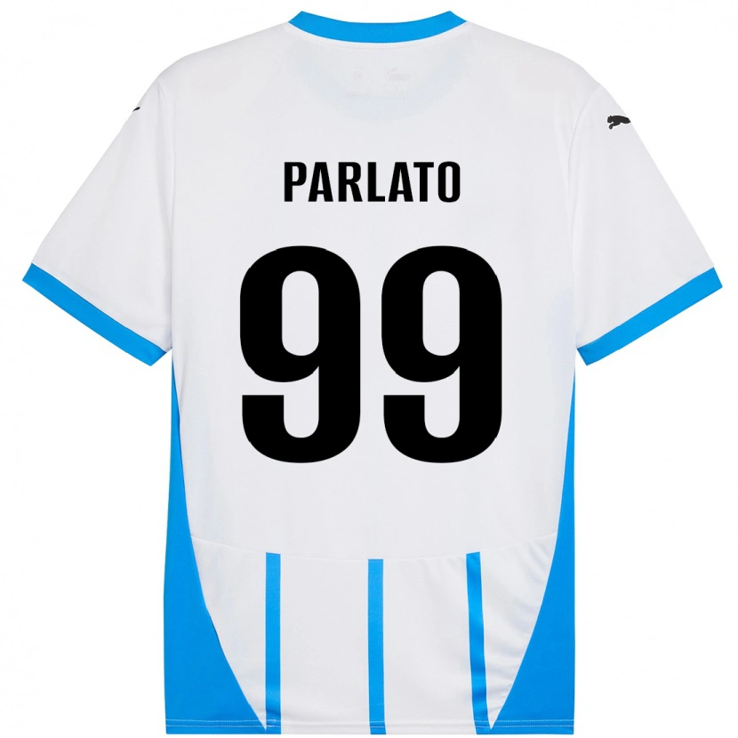 Danxen Niño Camiseta Claudio Parlato #99 Blanco Azul 2ª Equipación 2024/25 La Camisa