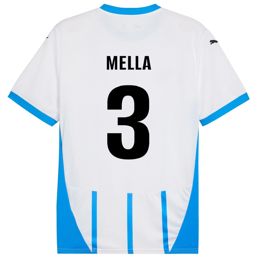 Danxen Niño Camiseta Sara Mella #3 Blanco Azul 2ª Equipación 2024/25 La Camisa