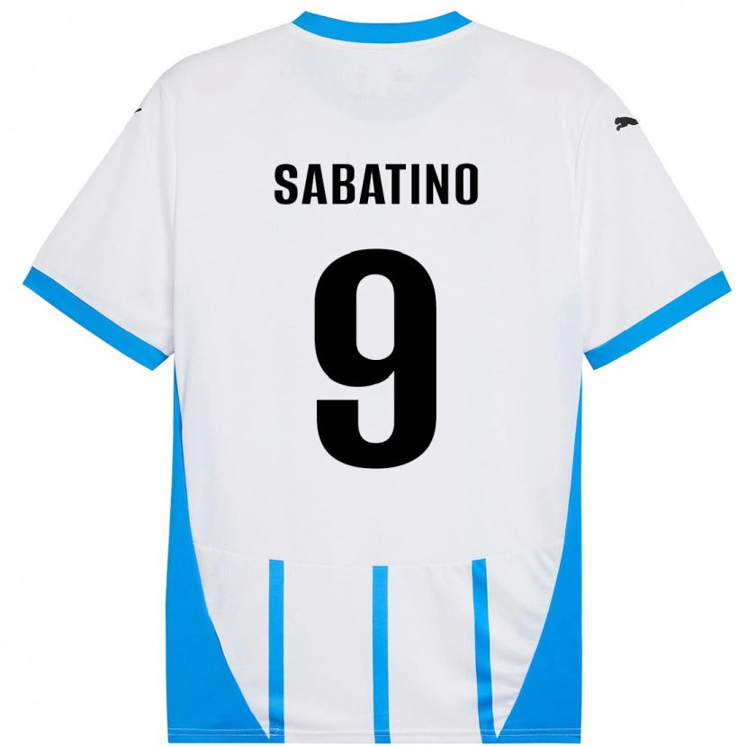 Danxen Niño Camiseta Daniela Sabatino #9 Blanco Azul 2ª Equipación 2024/25 La Camisa