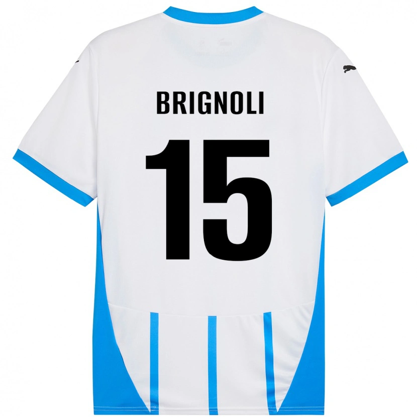 Danxen Niño Camiseta Benedetta Brignoli #15 Blanco Azul 2ª Equipación 2024/25 La Camisa