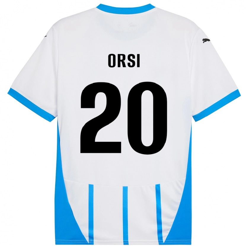 Danxen Niño Camiseta Benedetta Orsi #20 Blanco Azul 2ª Equipación 2024/25 La Camisa