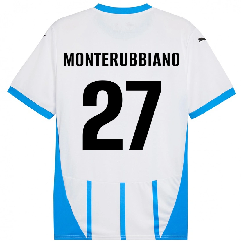 Danxen Niño Camiseta Valeria Monterubbiano #27 Blanco Azul 2ª Equipación 2024/25 La Camisa