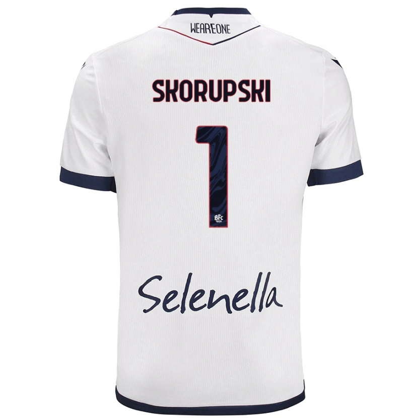 Danxen Niño Camiseta Lukasz Skorupski #1 Blanco Azul Real 2ª Equipación 2024/25 La Camisa