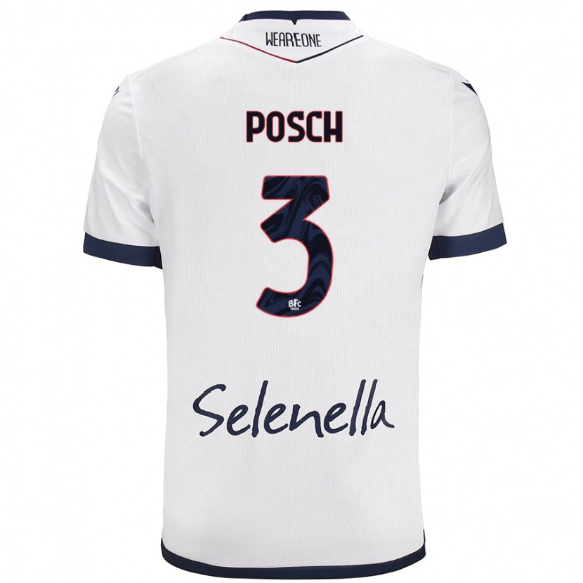 Danxen Niño Camiseta Stefan Posch #3 Blanco Azul Real 2ª Equipación 2024/25 La Camisa