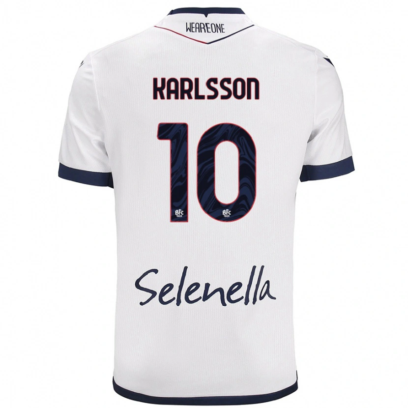 Danxen Niño Camiseta Jesper Karlsson #10 Blanco Azul Real 2ª Equipación 2024/25 La Camisa