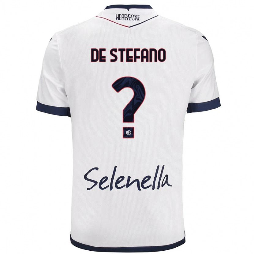 Danxen Niño Camiseta Nicolò De Stefano #0 Blanco Azul Real 2ª Equipación 2024/25 La Camisa