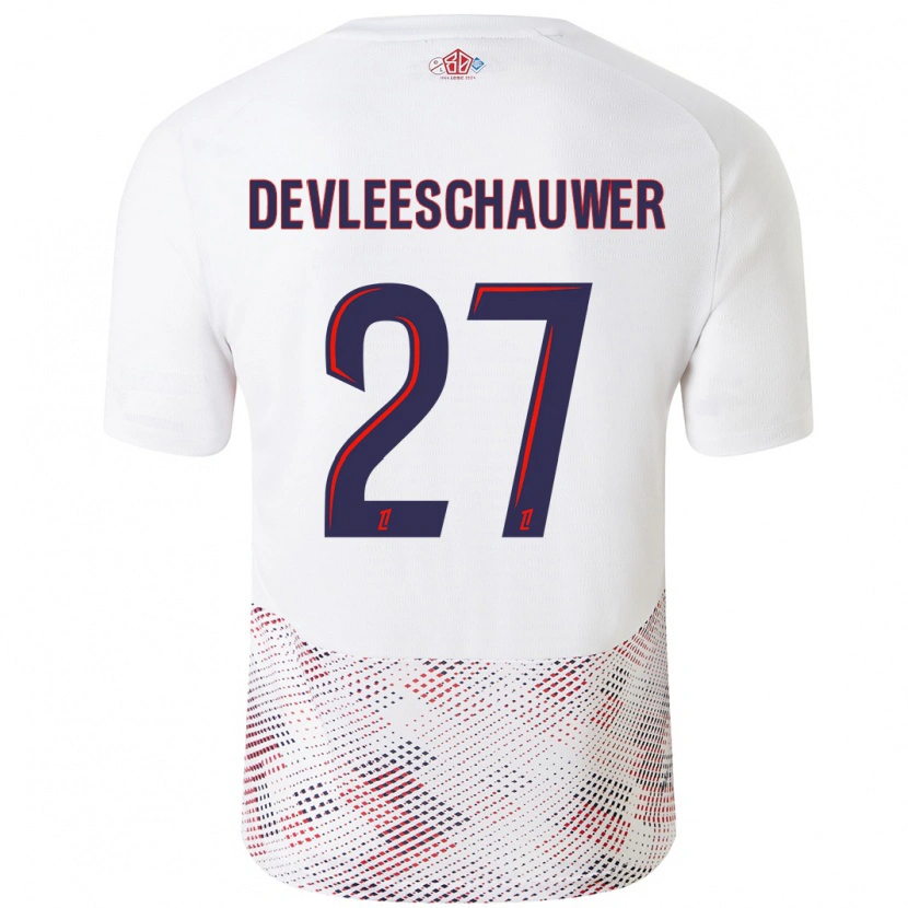 Danxen Niño Camiseta Gwenaëlle Devleeschauwer #27 Blanco Azul Real 2ª Equipación 2024/25 La Camisa