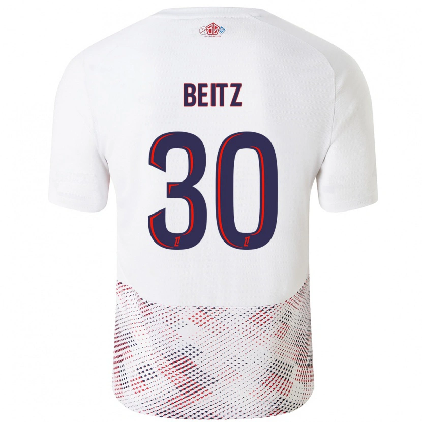 Danxen Niño Camiseta Taylor Beitz #30 Blanco Azul Real 2ª Equipación 2024/25 La Camisa