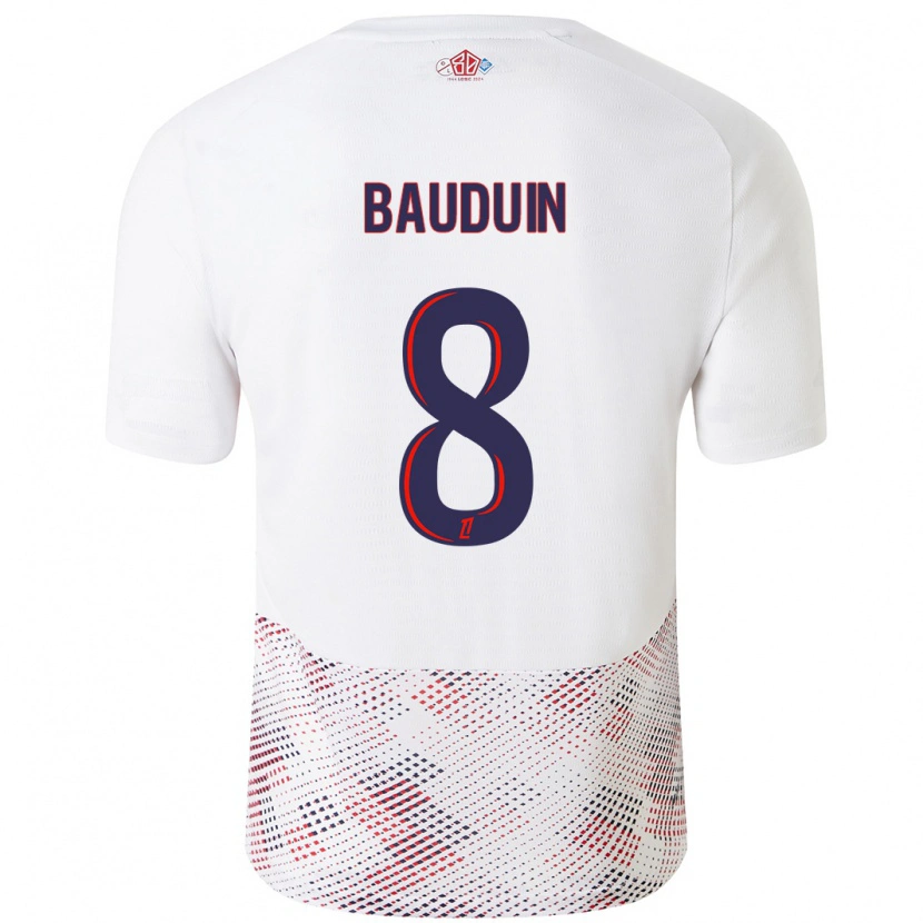 Danxen Niño Camiseta Justine Bauduin #8 Blanco Azul Real 2ª Equipación 2024/25 La Camisa