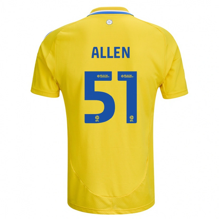 Danxen Niño Camiseta Charlie Allen #51 Amarillo Azul 2ª Equipación 2024/25 La Camisa
