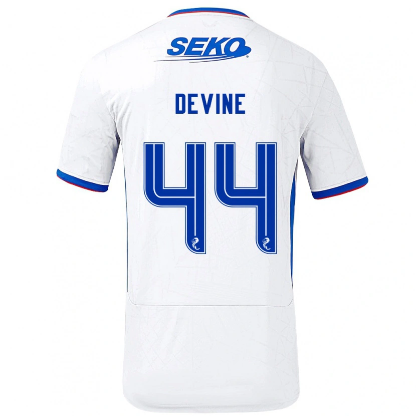 Danxen Niño Camiseta Adam Devine #44 Blanco Azul 2ª Equipación 2024/25 La Camisa