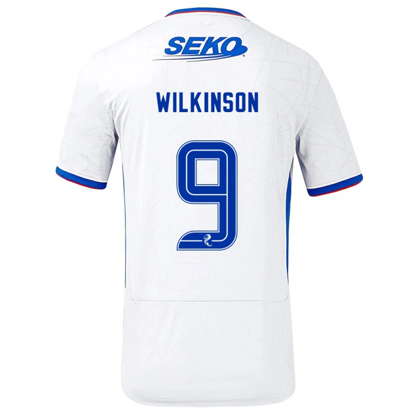 Danxen Niño Camiseta Katie Wilkinson #9 Blanco Azul 2ª Equipación 2024/25 La Camisa