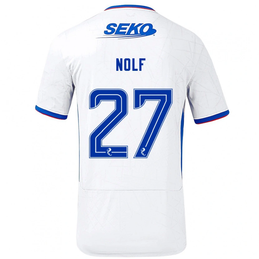 Danxen Niño Camiseta Madeline Nolf #27 Blanco Azul 2ª Equipación 2024/25 La Camisa