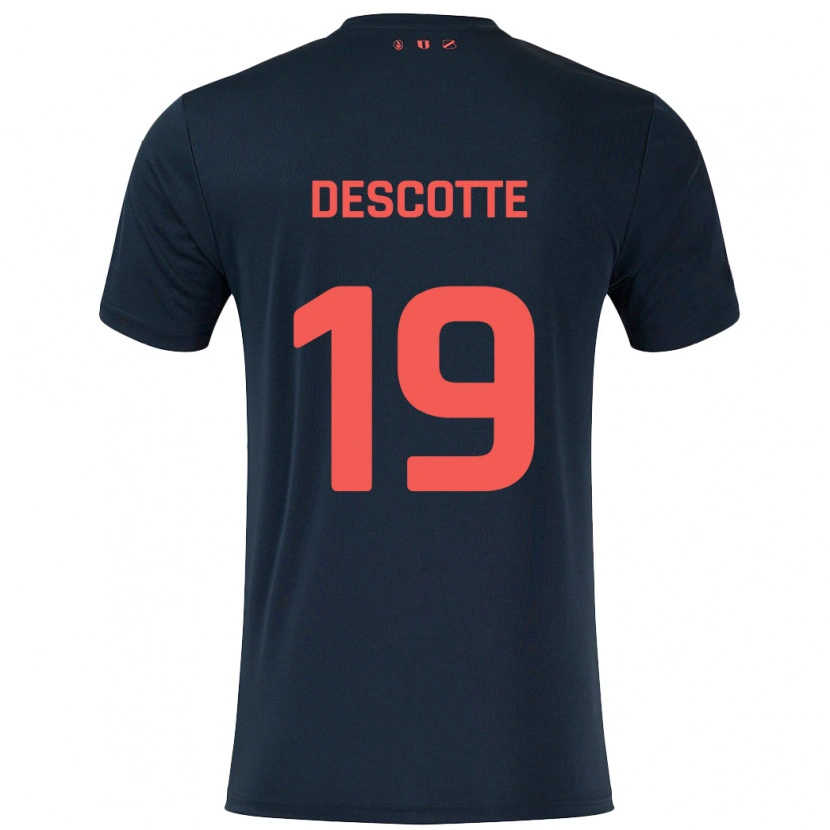 Danxen Niño Camiseta Anthony Descotte #19 Negro Rojo 2ª Equipación 2024/25 La Camisa