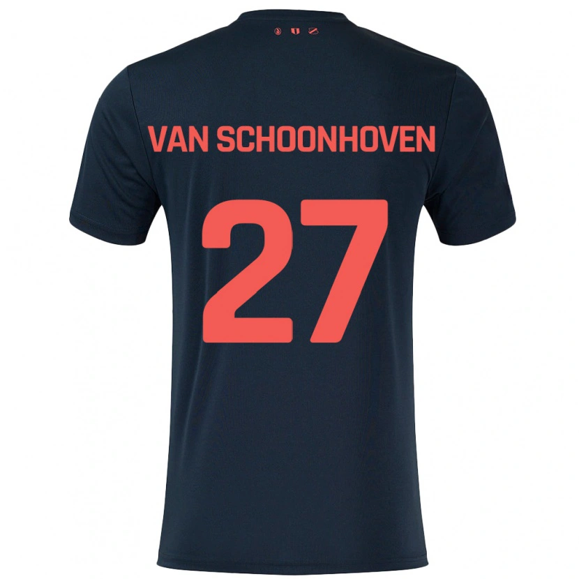 Danxen Niño Camiseta Nurija Van Schoonhoven #27 Negro Rojo 2ª Equipación 2024/25 La Camisa