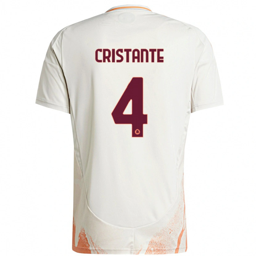 Danxen Niño Camiseta Bryan Cristante #4 Crema Blanco Naranja 2ª Equipación 2024/25 La Camisa
