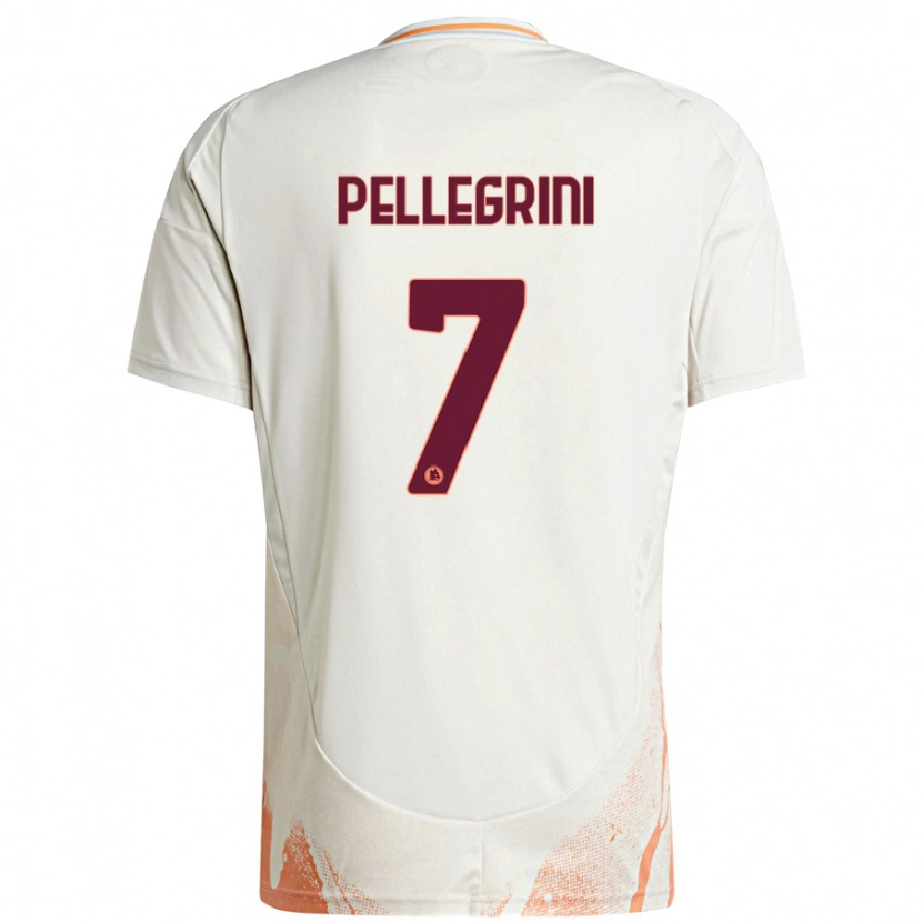 Danxen Niño Camiseta Lorenzo Pellegrini #7 Crema Blanco Naranja 2ª Equipación 2024/25 La Camisa