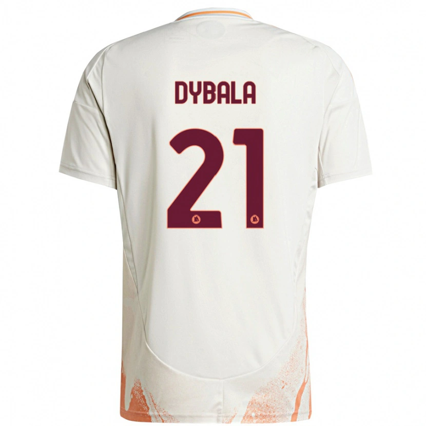 Danxen Niño Camiseta Paulo Dybala #21 Crema Blanco Naranja 2ª Equipación 2024/25 La Camisa