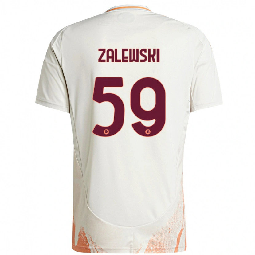 Danxen Niño Camiseta Nicola Zalewski #59 Crema Blanco Naranja 2ª Equipación 2024/25 La Camisa