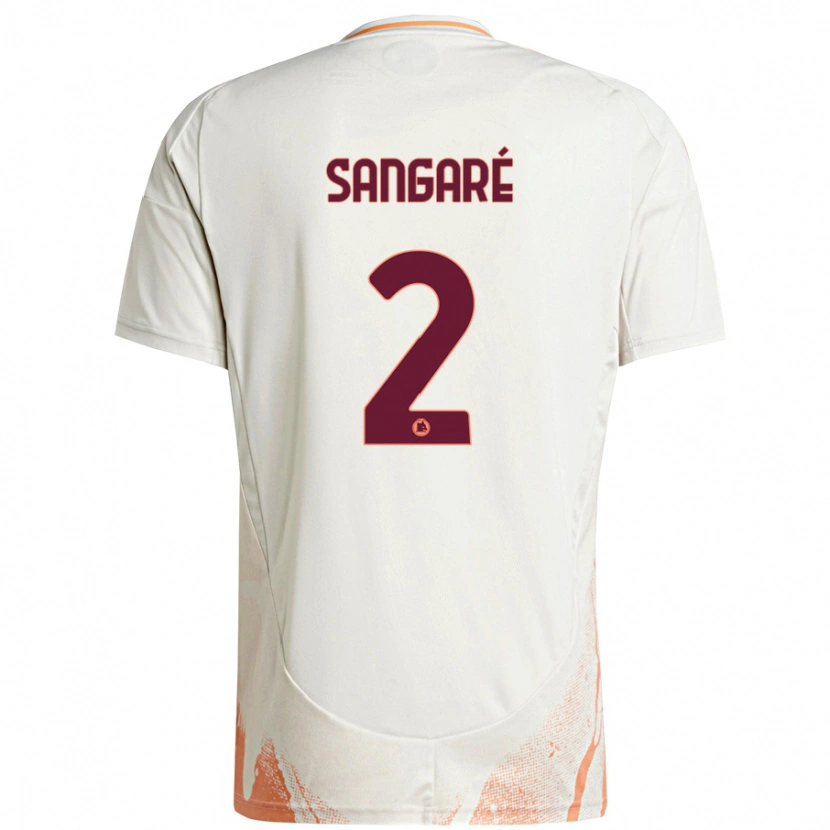Danxen Niño Camiseta Buba Sangaré #2 Crema Blanco Naranja 2ª Equipación 2024/25 La Camisa