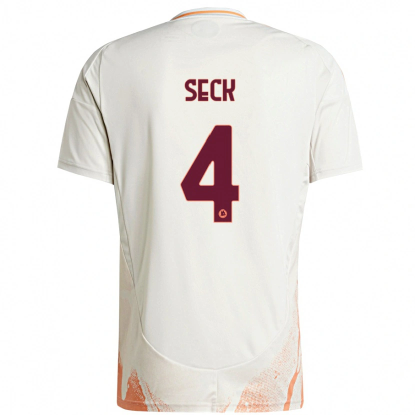 Danxen Niño Camiseta Mohamed Seck #4 Crema Blanco Naranja 2ª Equipación 2024/25 La Camisa