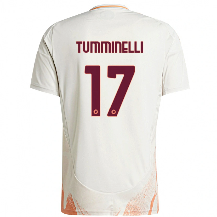 Danxen Niño Camiseta Gianmarco Tumminelli #17 Crema Blanco Naranja 2ª Equipación 2024/25 La Camisa