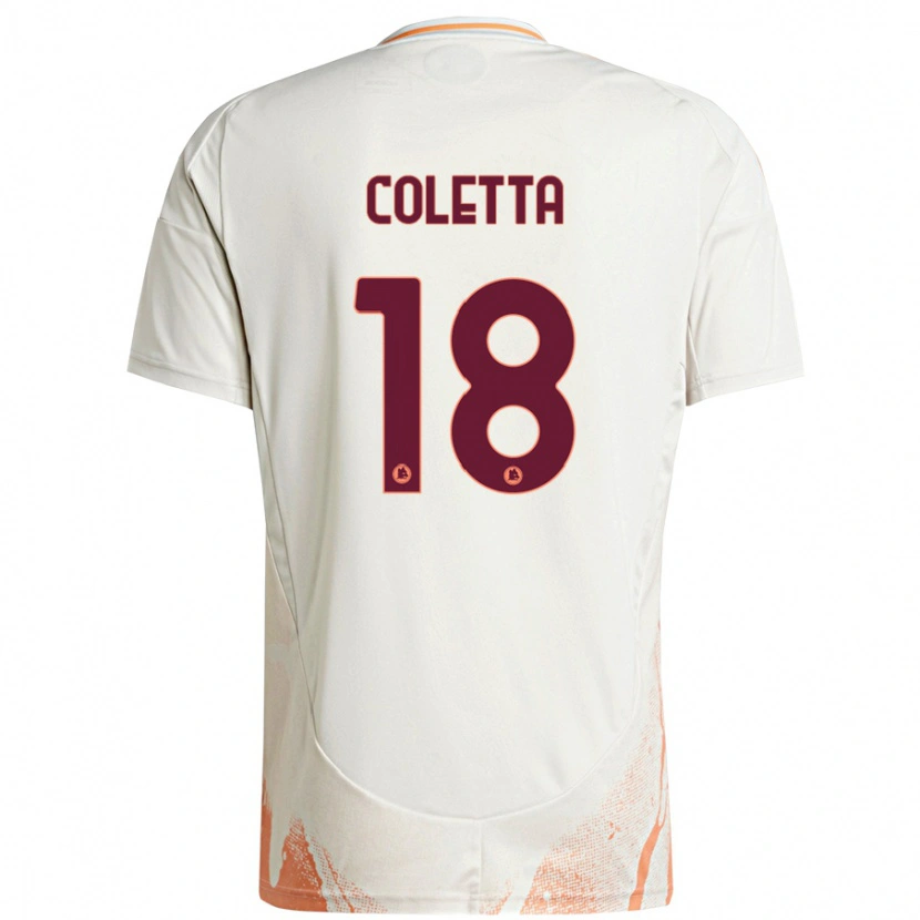Danxen Niño Camiseta Federico Coletta #18 Crema Blanco Naranja 2ª Equipación 2024/25 La Camisa