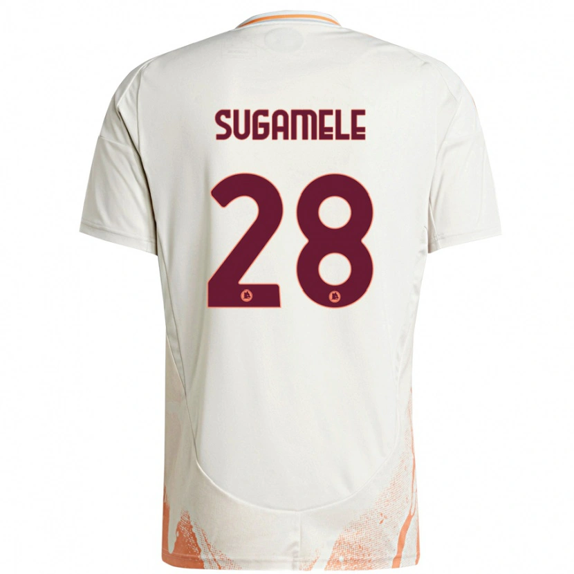 Danxen Niño Camiseta Alessandro Sugamele #28 Crema Blanco Naranja 2ª Equipación 2024/25 La Camisa