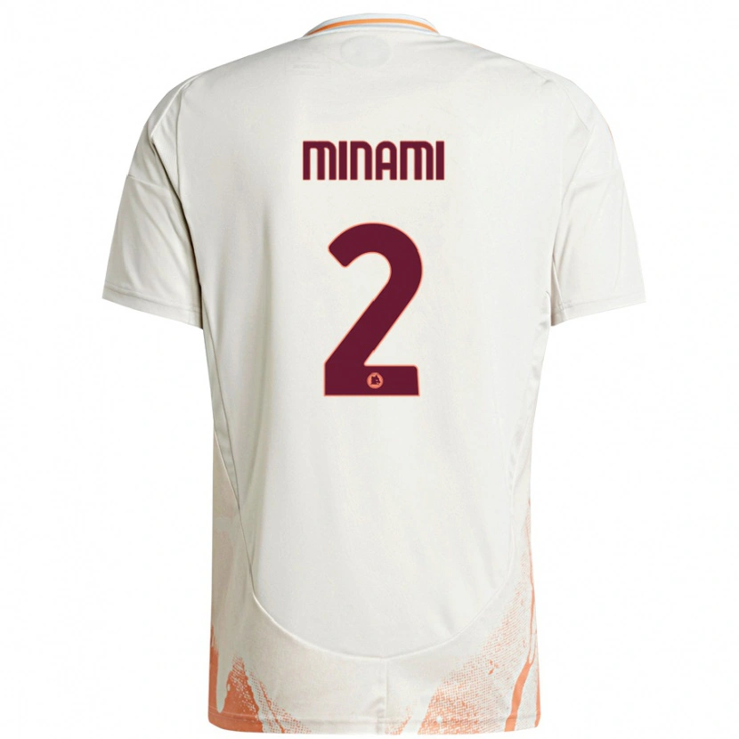 Danxen Niño Camiseta Moeka Minami #2 Crema Blanco Naranja 2ª Equipación 2024/25 La Camisa