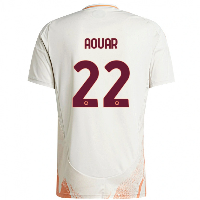 Danxen Niño Camiseta Houssem Aouar #22 Crema Blanco Naranja 2ª Equipación 2024/25 La Camisa