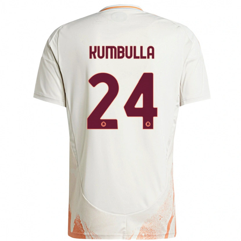 Danxen Niño Camiseta Marash Kumbulla #24 Crema Blanco Naranja 2ª Equipación 2024/25 La Camisa