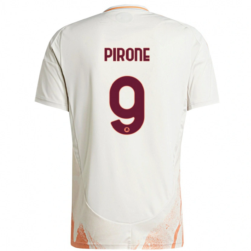 Danxen Niño Camiseta Valeria Pirone #9 Crema Blanco Naranja 2ª Equipación 2024/25 La Camisa