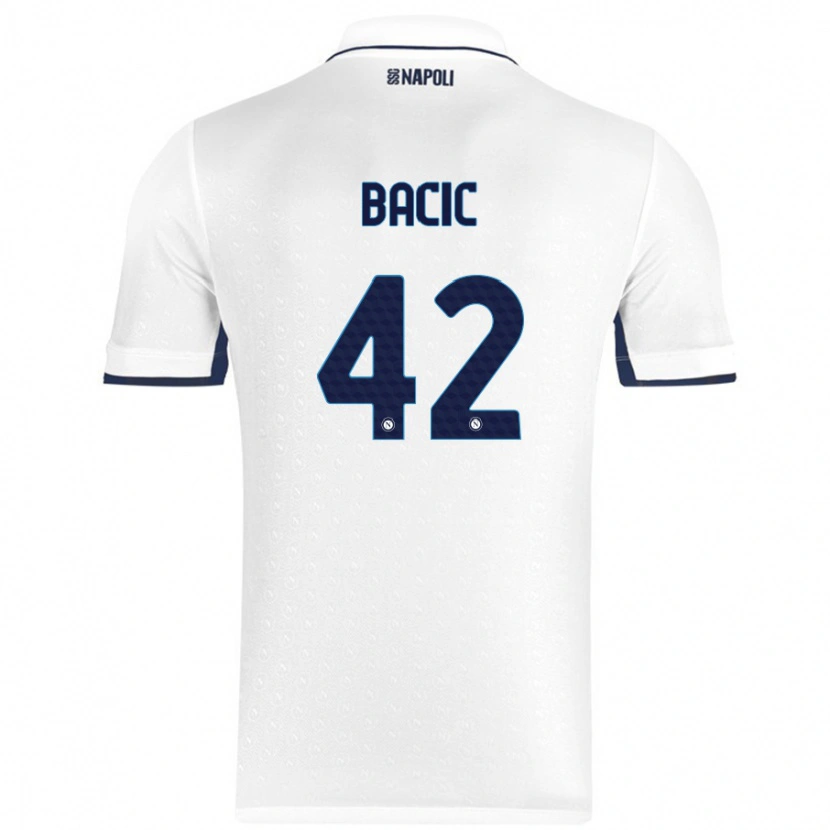 Danxen Niño Camiseta Doris Bačić #42 Blanco Azul Real 2ª Equipación 2024/25 La Camisa