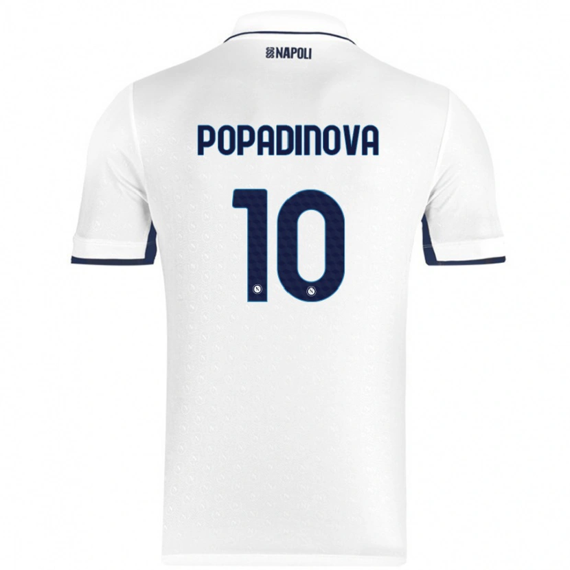 Danxen Niño Camiseta Evdokiya Popadinova #10 Blanco Azul Real 2ª Equipación 2024/25 La Camisa