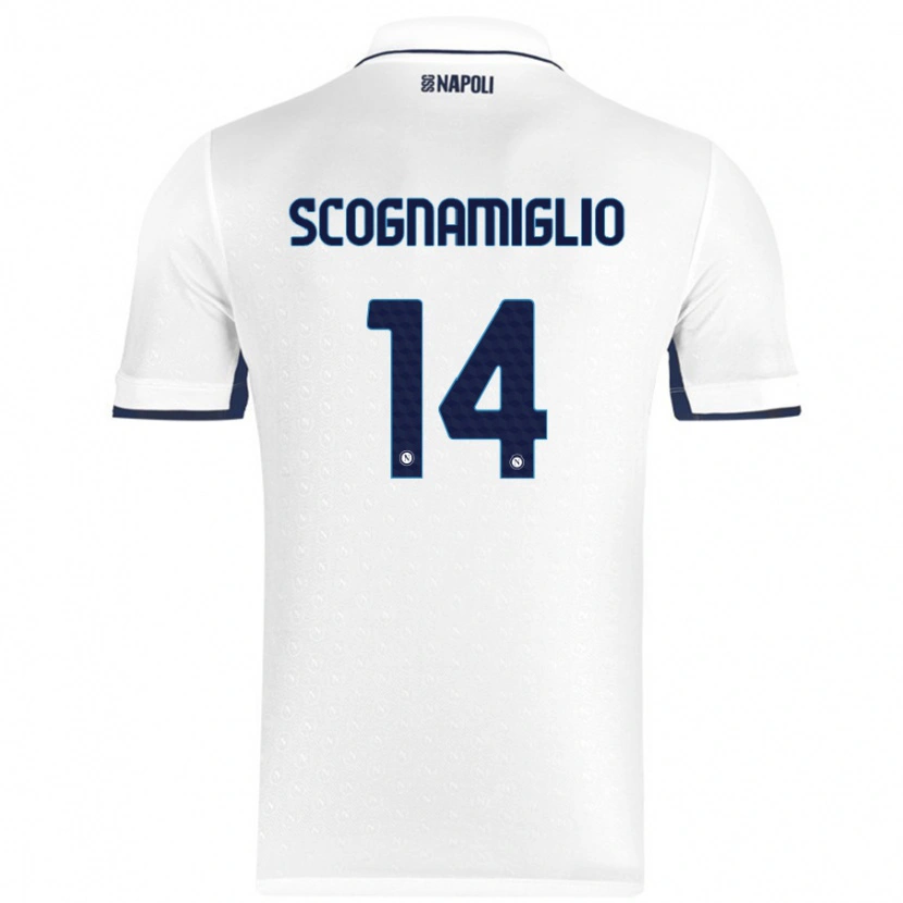 Danxen Niño Camiseta Fabio Scognamiglio #14 Blanco Azul Real 2ª Equipación 2024/25 La Camisa