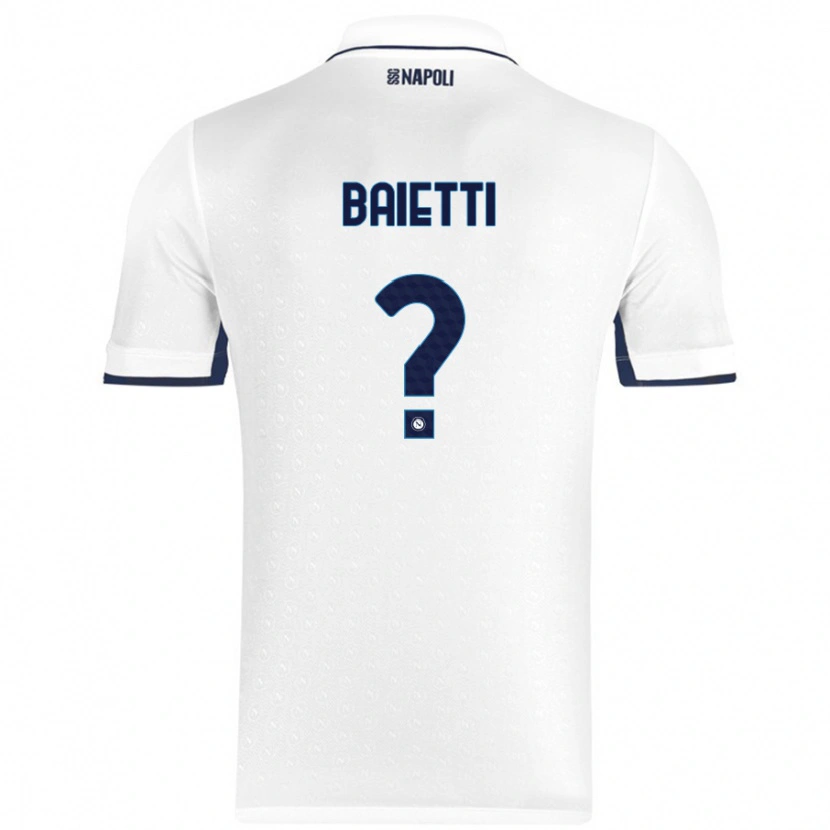 Danxen Niño Camiseta Francesco Baietti #0 Blanco Azul Real 2ª Equipación 2024/25 La Camisa