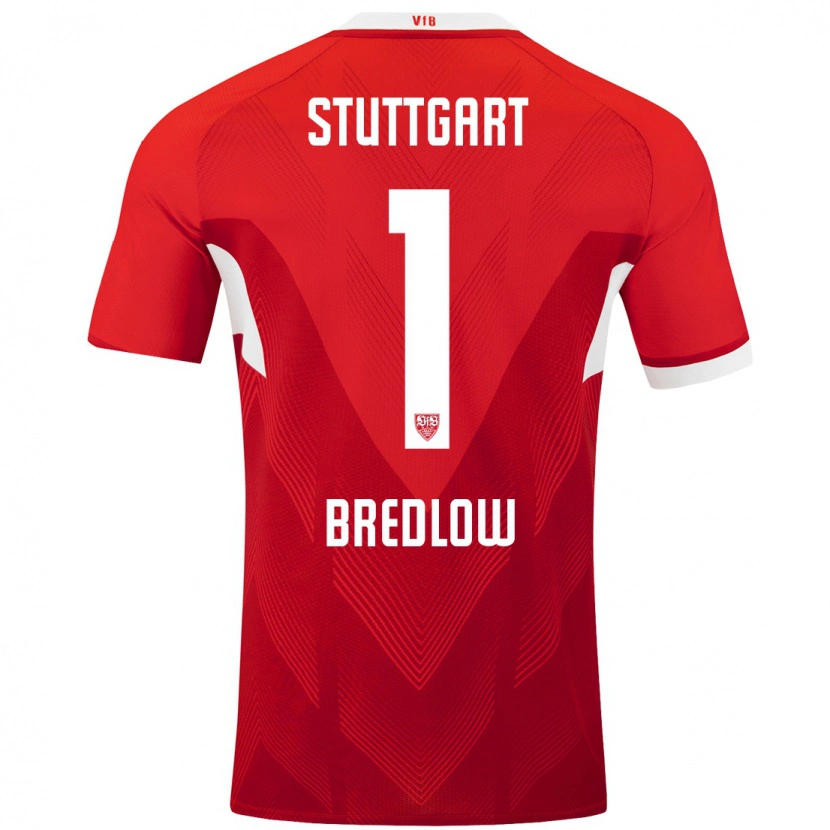 Danxen Niño Camiseta Fabian Bredlow #1 Rojo Blanco 2ª Equipación 2024/25 La Camisa