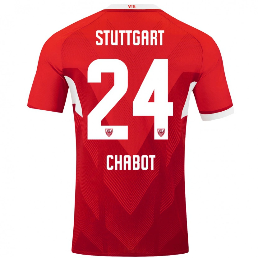 Danxen Niño Camiseta Jeff Chabot #24 Rojo Blanco 2ª Equipación 2024/25 La Camisa