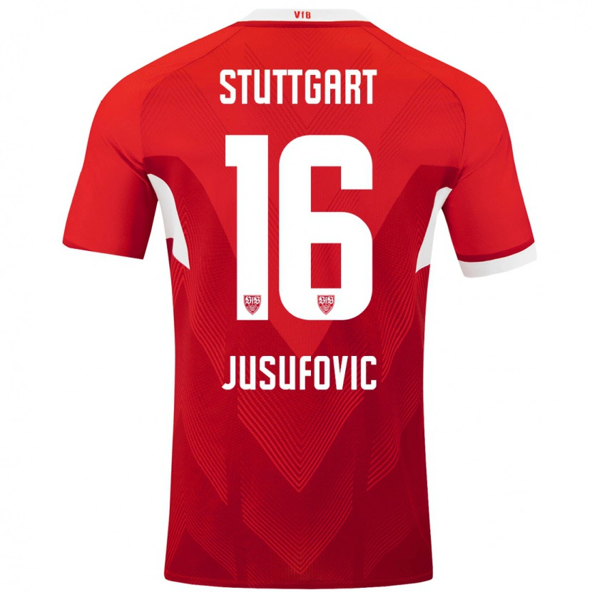 Danxen Niño Camiseta Farah Jusufović #16 Rojo Blanco 2ª Equipación 2024/25 La Camisa