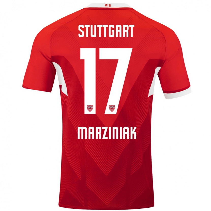 Danxen Niño Camiseta Chiara Marziniak #17 Rojo Blanco 2ª Equipación 2024/25 La Camisa