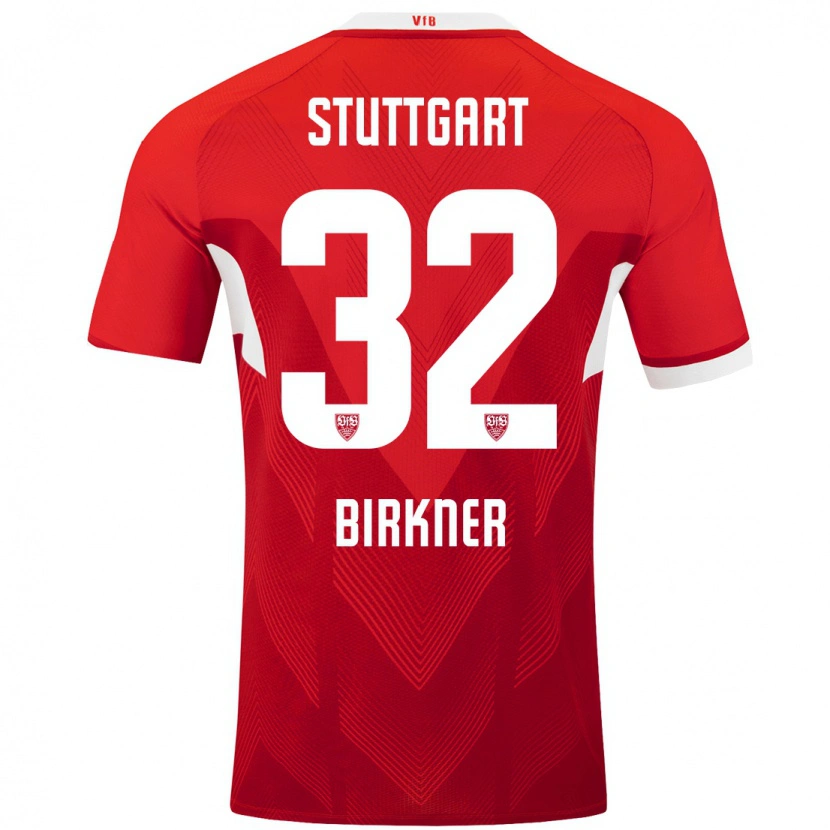 Danxen Niño Camiseta Hanna Birkner #32 Rojo Blanco 2ª Equipación 2024/25 La Camisa