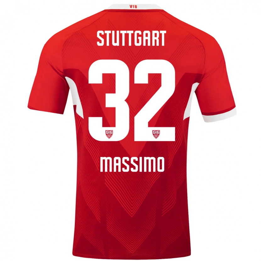 Danxen Niño Camiseta Roberto Massimo #32 Rojo Blanco 2ª Equipación 2024/25 La Camisa