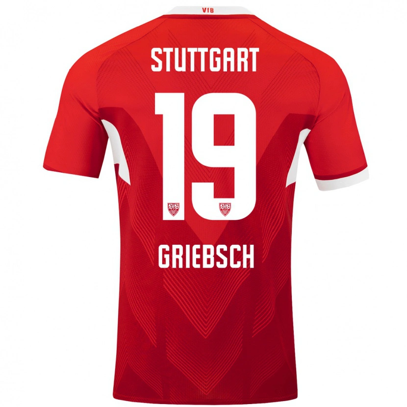 Danxen Niño Camiseta Lukas Griebsch #19 Rojo Blanco 2ª Equipación 2024/25 La Camisa