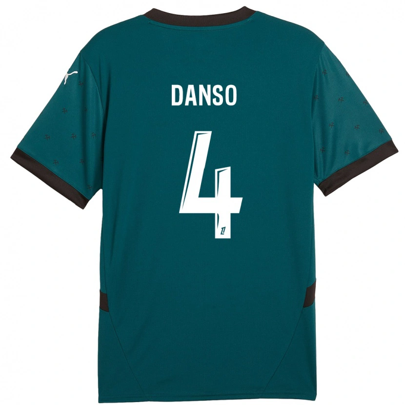 Danxen Niño Camiseta Kevin Danso #4 Verde Oscuro 2ª Equipación 2024/25 La Camisa