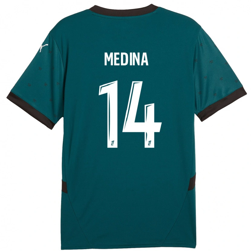 Danxen Niño Camiseta Facundo Medina #14 Verde Oscuro 2ª Equipación 2024/25 La Camisa